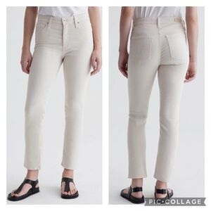 EUC AG Adriano Goldschmied Mari Crop High Rise Slim Straight Jeans in Opal Stone
